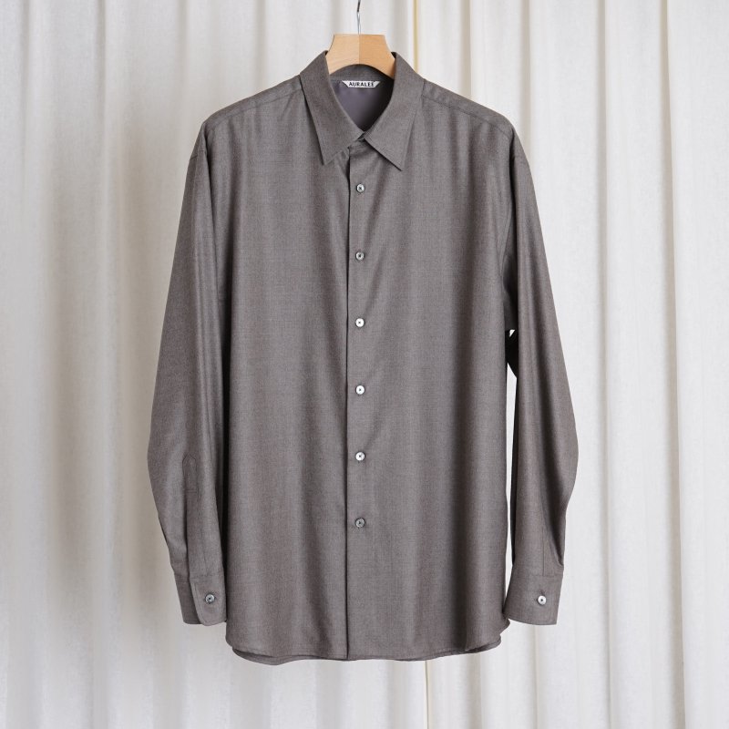 AURALEE オーラリー】SUPER LIGHT WOOL SHIRT / TOP BROWN - Avelia ONLINE STORE