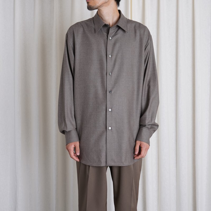 AURALEE オーラリー】SUPER LIGHT WOOL SHIRT / TOP BROWN - Avelia ONLINE STORE