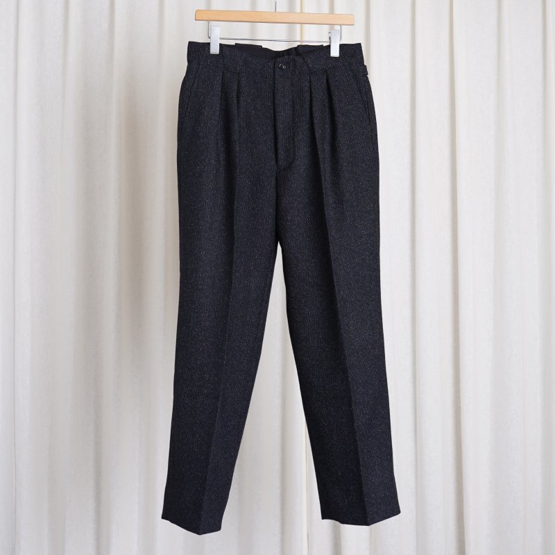 24A/W ULTERIOR  ƥꥢMELANGE CHAIN TWILL TUCKED TROUSERS  / NAVY