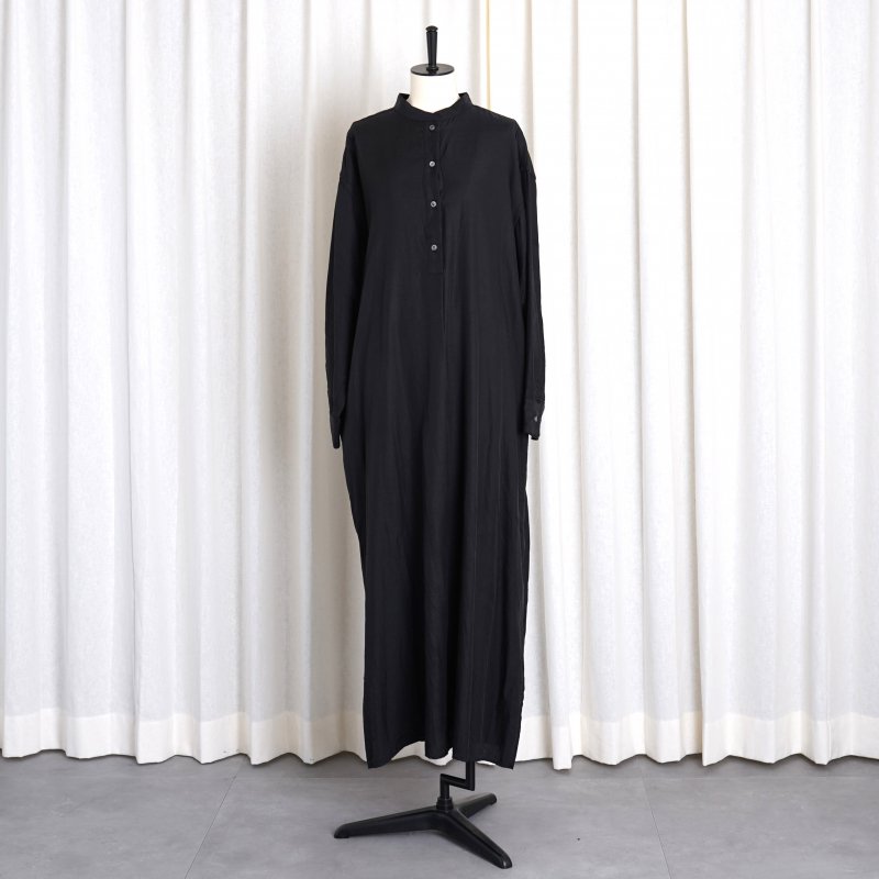 24A/WۡWIRROW  CUPRO COTTON STAND COLLAR SHIRT DRESS -WOMEN- / BLACK