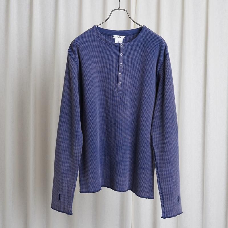 Saby ХWAFFLE HENRY NECK SHIRTS -pigment stone wash- / MID NIGHT