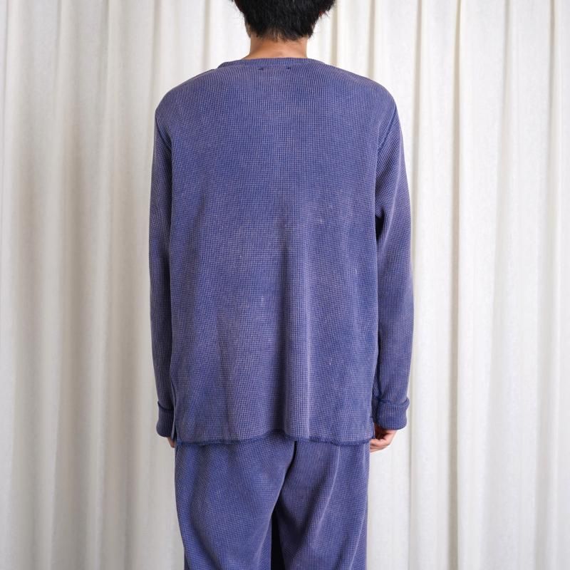 Saby ХWAFFLE HENRY NECK SHIRTS -pigment stone wash- / MID NIGHT