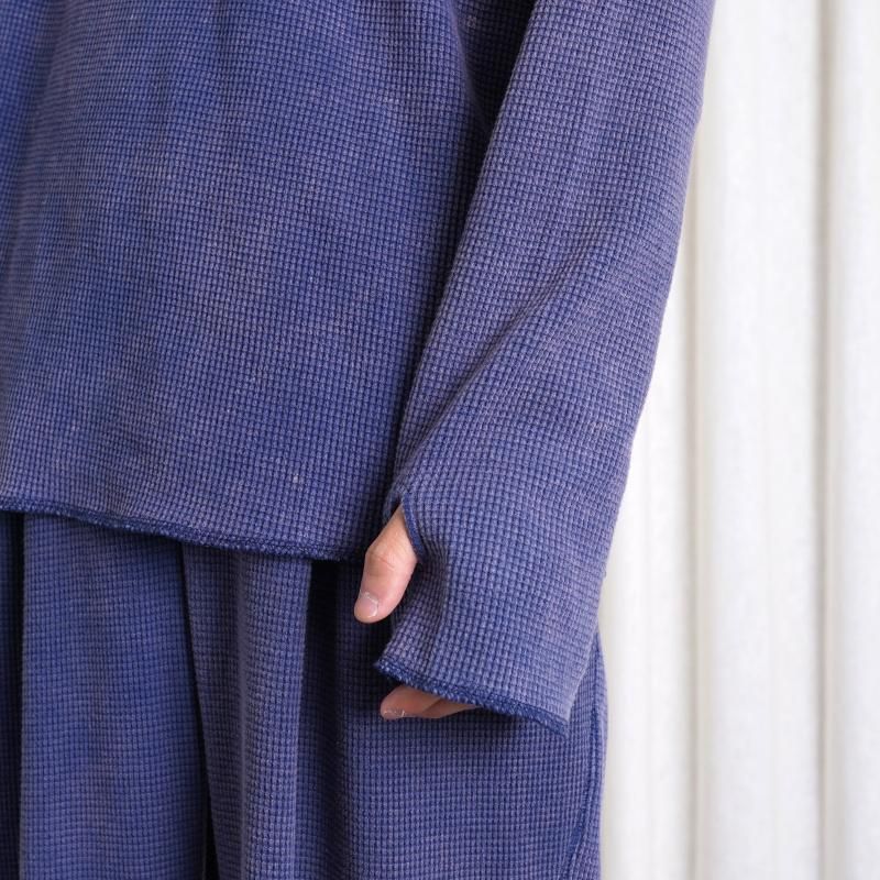 Saby ХWAFFLE HENRY NECK SHIRTS -pigment stone wash- / MID NIGHT