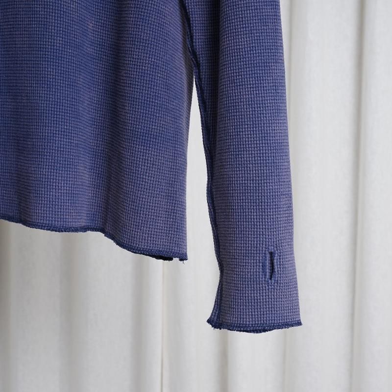 Saby ХWAFFLE HENRY NECK SHIRTS -pigment stone wash- / MID NIGHT