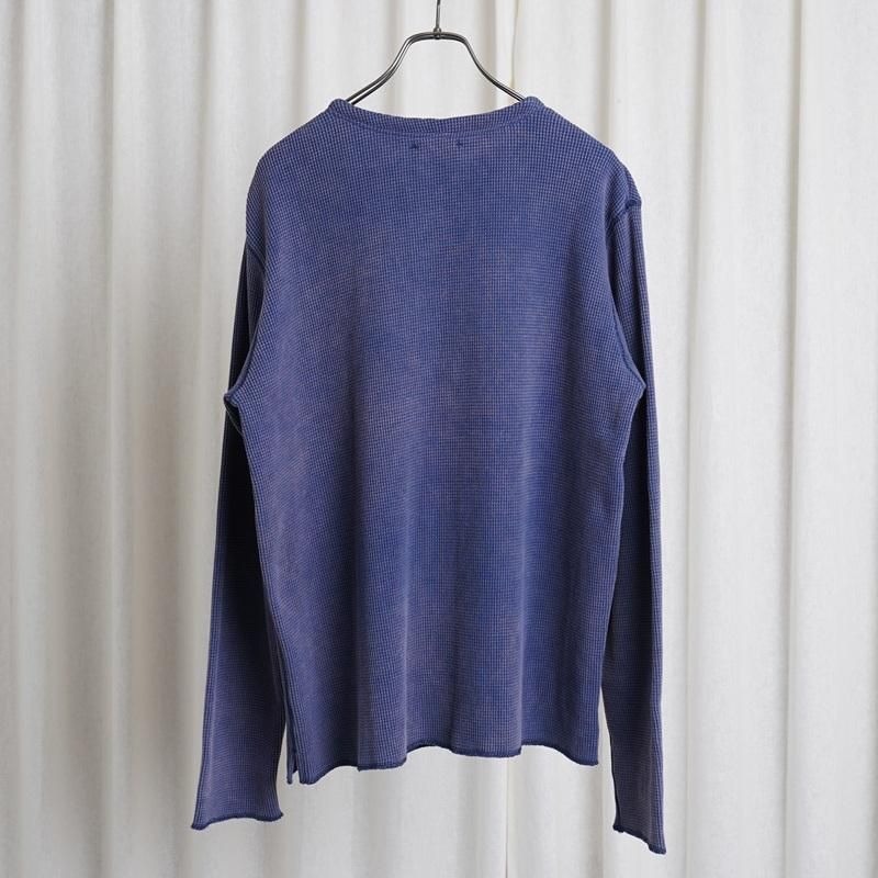 Saby ХWAFFLE HENRY NECK SHIRTS -pigment stone wash- / MID NIGHT