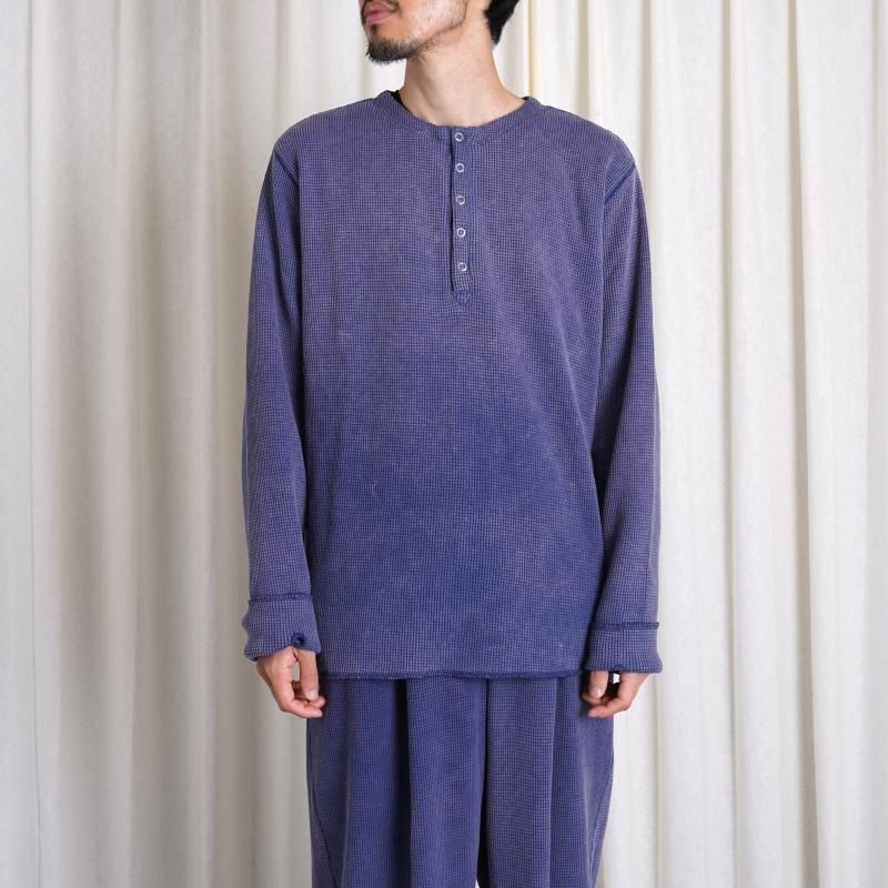 Saby ХWAFFLE HENRY NECK SHIRTS -pigment stone wash- / MID NIGHT