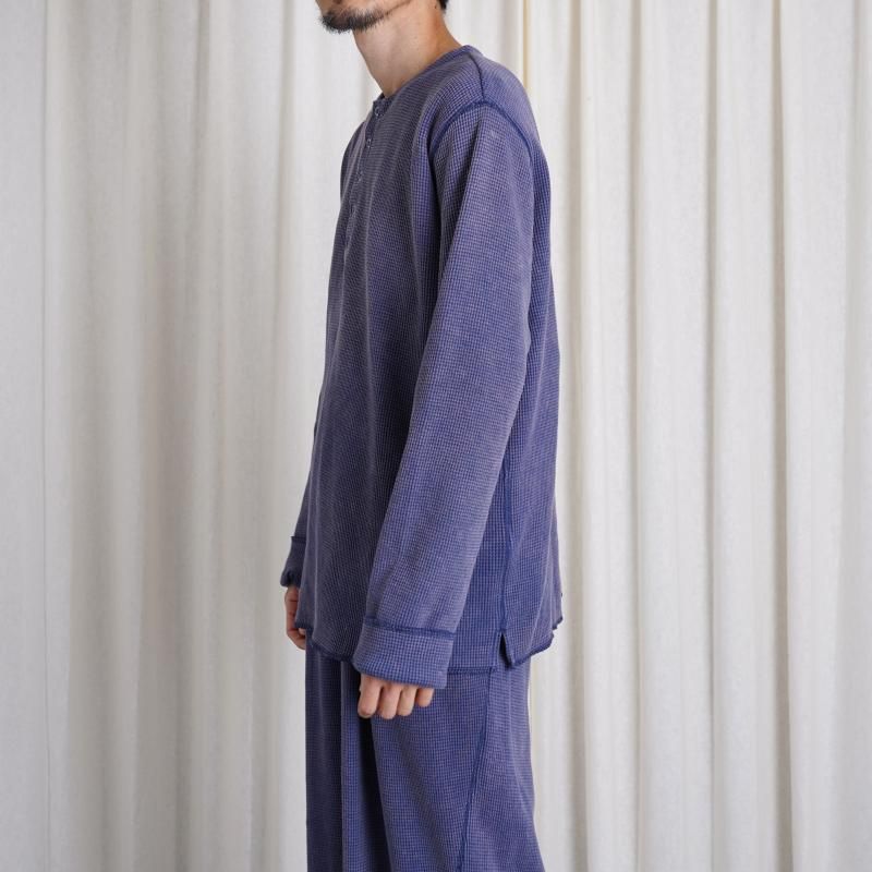 Saby ХWAFFLE HENRY NECK SHIRTS -pigment stone wash- / MID NIGHT