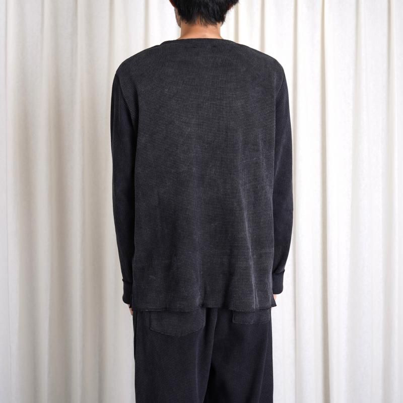 Saby ХWAFFLE HENRY NECK SHIRTS -pigment stone wash- /SUMI