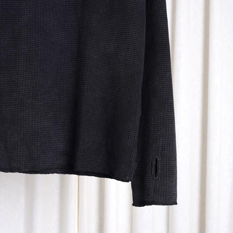 Saby ХWAFFLE HENRY NECK SHIRTS -pigment stone wash- /SUMI