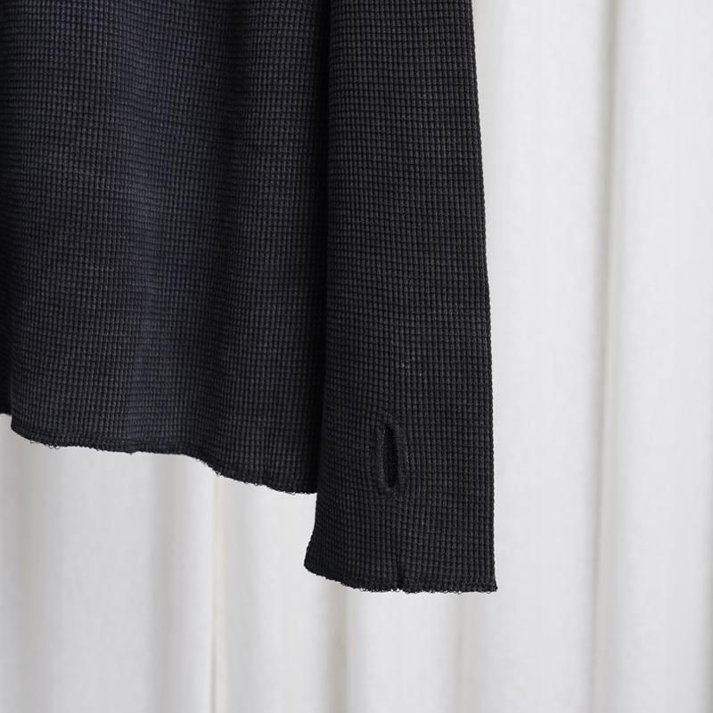 Saby ХWAFFLE HENRY NECK SHIRTS -pigment stone wash- /SUMI