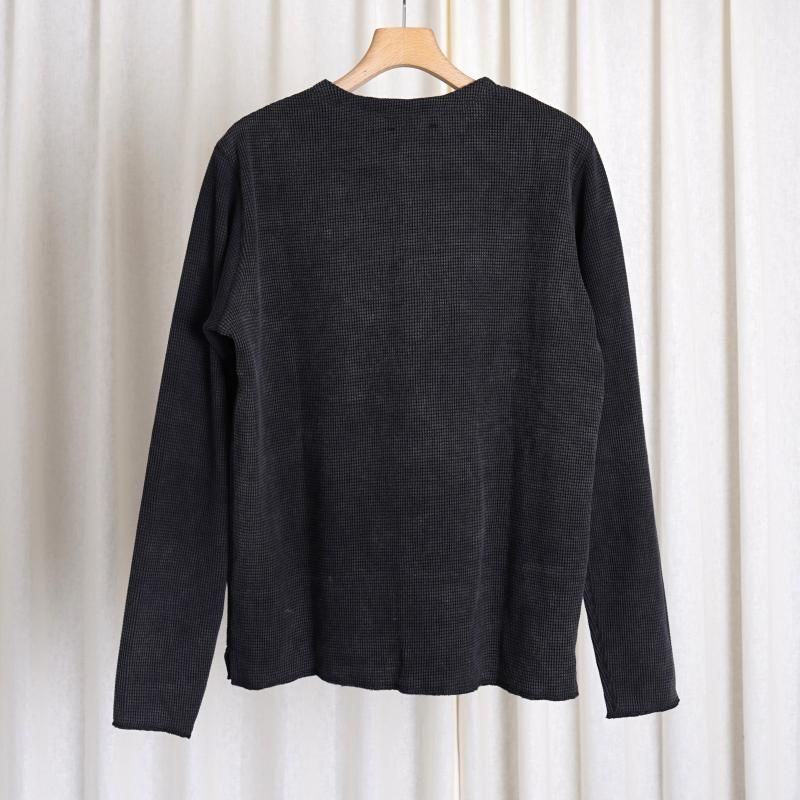 Saby ХWAFFLE HENRY NECK SHIRTS -pigment stone wash- /SUMI