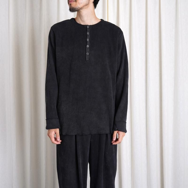 Saby ХWAFFLE HENRY NECK SHIRTS -pigment stone wash- /SUMI