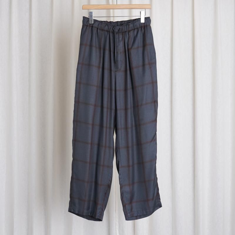 【YOKE ヨーク】RAYON WOOL PLAID EASY PANTS / CHARCOAL