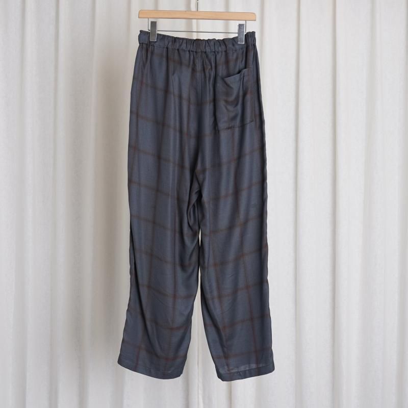 YOKE  衼RAYON WOOL PLAID EASY PANTS / CHARCOAL