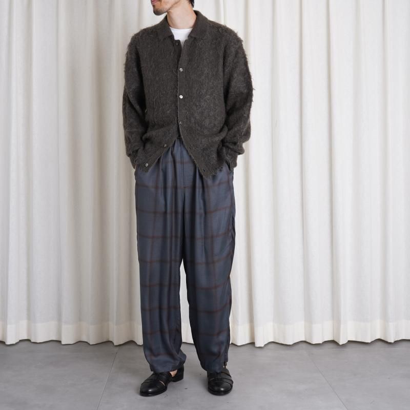 YOKE  衼RAYON WOOL PLAID EASY PANTS / CHARCOAL