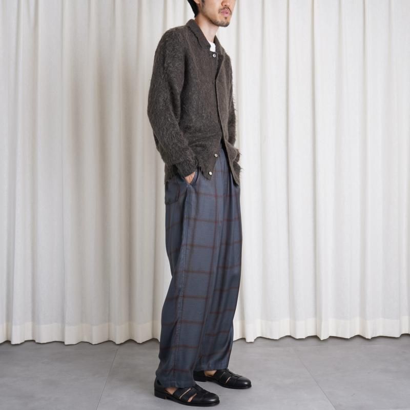 YOKE  衼RAYON WOOL PLAID EASY PANTS / CHARCOAL