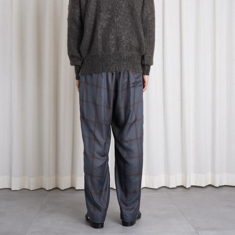 YOKE  衼RAYON WOOL PLAID EASY PANTS / CHARCOAL