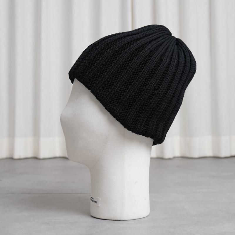 KIJIMA TAKAYUKI ޥ業 RECYCLED COTTON BEANIE / BLACK