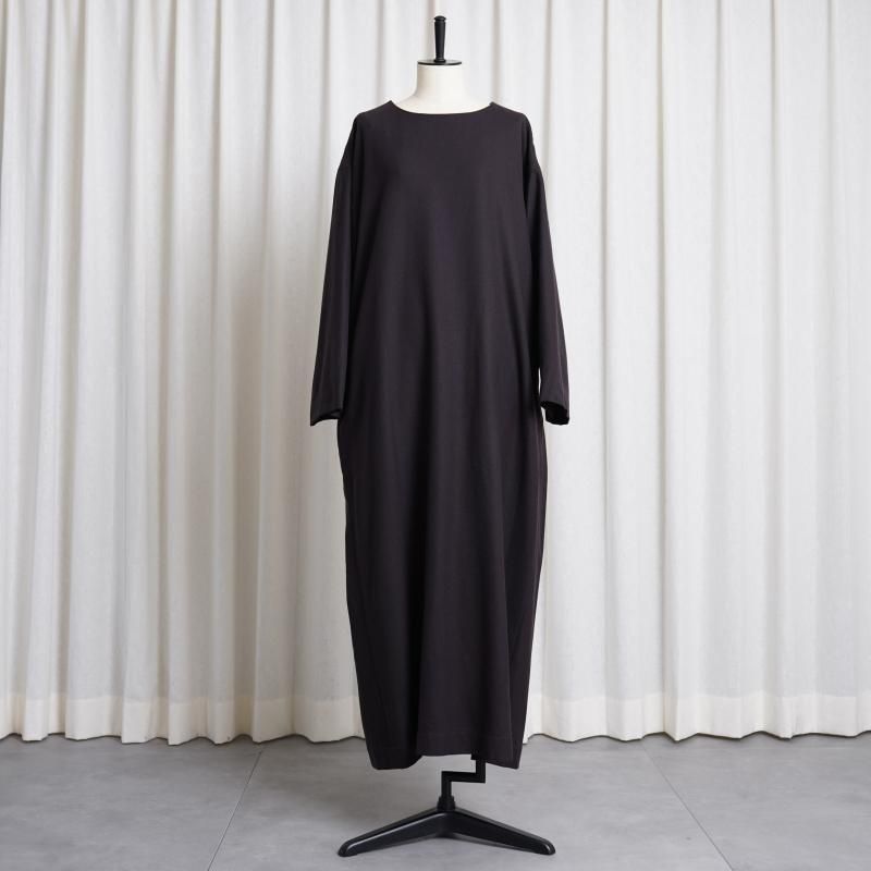 【WIRROW ウィロウ】 BOTANY WOOL BOAT NECK DRESS -WOMEN- / MAUVE GRAY