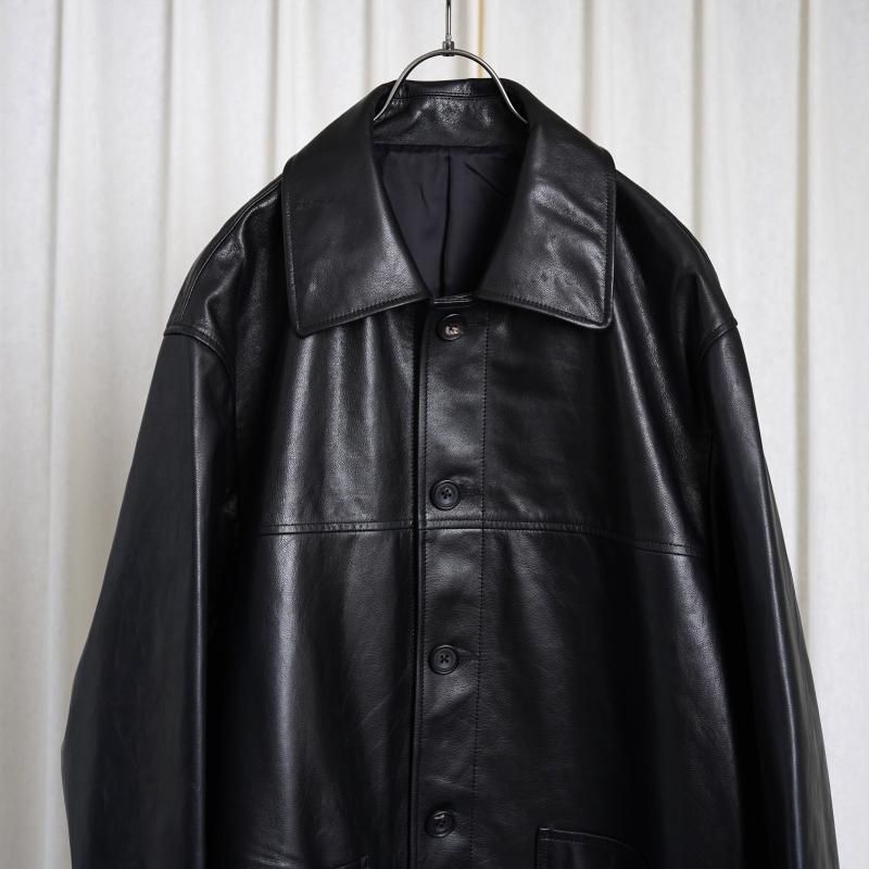 25S/Sۡssstein 奿 LEATHER CAR JACKET / BLACK