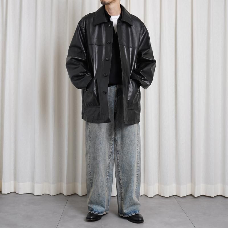 25S/Sۡssstein 奿 LEATHER CAR JACKET / BLACK