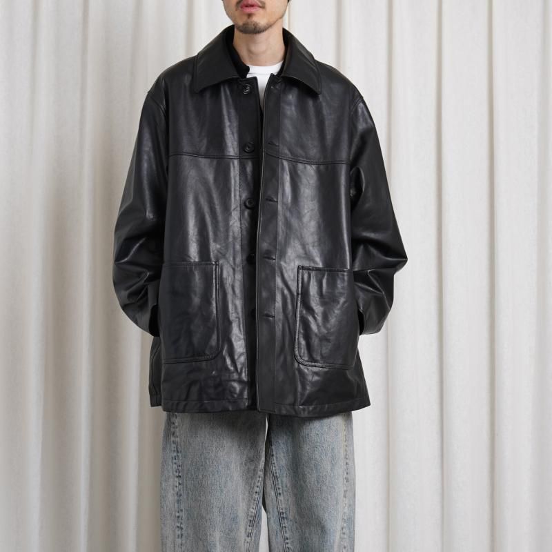 25S/Sۡssstein 奿 LEATHER CAR JACKET / BLACK