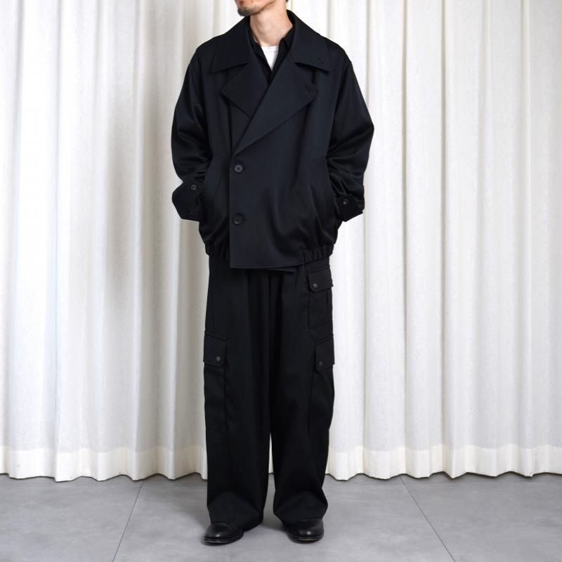 25S/Sۡssstein 奿 W/SI SATIN OVERSIZED DOUBLE BREAST BLOUSON / BLACK