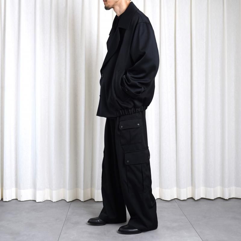 25S/Sۡssstein 奿 W/SI SATIN OVERSIZED DOUBLE BREAST BLOUSON / BLACK