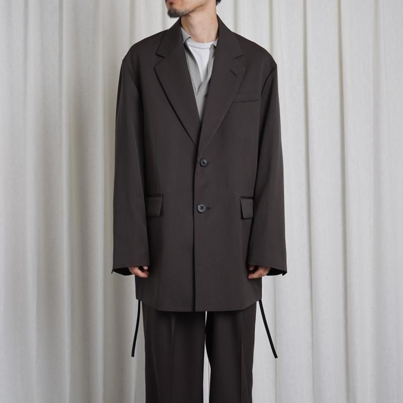 25S/Sۡssstein 奿 OVERSIZED SINGLE BREASTED LONG JACKET / GREY KHAKI