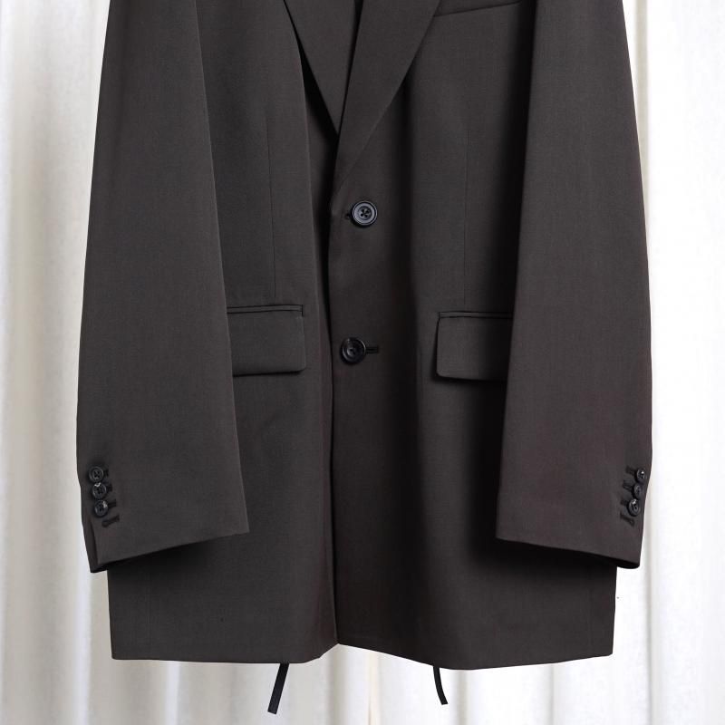 25S/Sۡssstein 奿 OVERSIZED SINGLE BREASTED LONG JACKET / GREY KHAKI