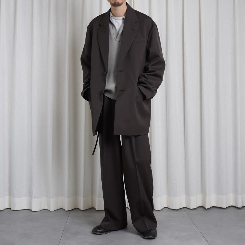 25S/Sۡssstein 奿 OVERSIZED SINGLE BREASTED LONG JACKET / GREY KHAKI