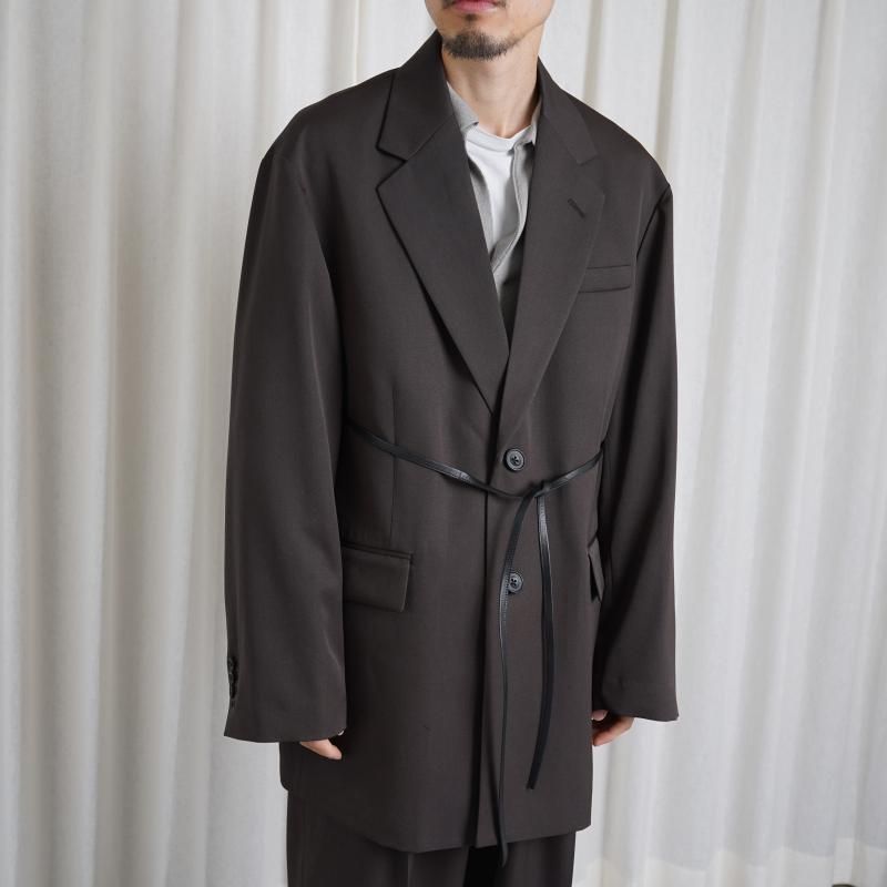25S/Sۡssstein 奿 OVERSIZED SINGLE BREASTED LONG JACKET / GREY KHAKI