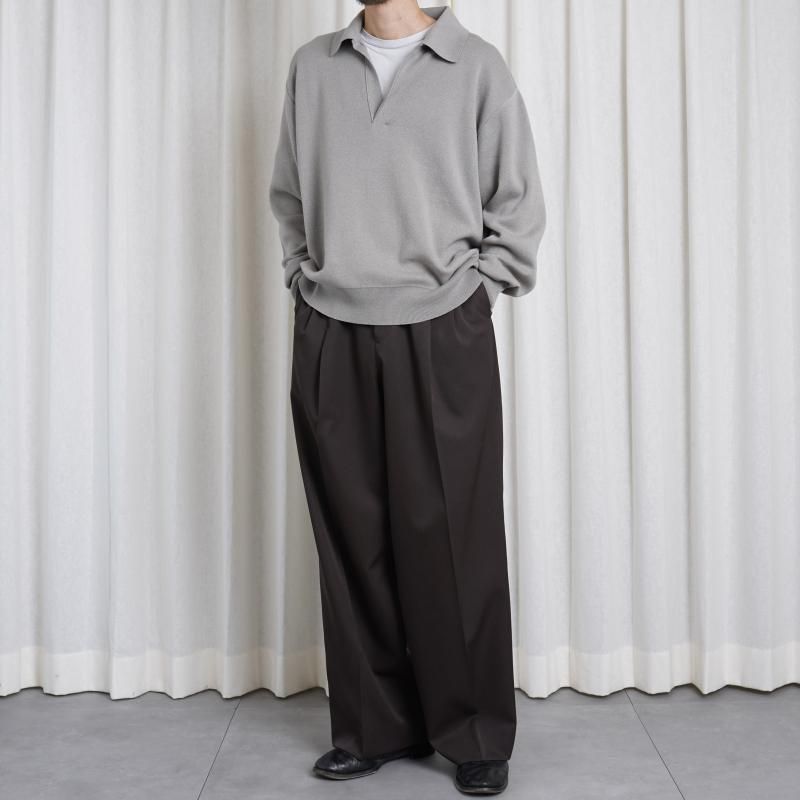 25S/Sۡssstein 奿 LONG WIDE TROUSERS / GREY KHAKI