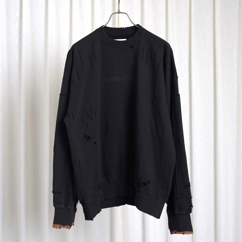 25S/Sۡssstein 奿 OVERSIZED REBUILD SWEAT LS / BLACK