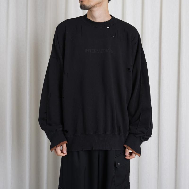 25S/Sۡssstein 奿 OVERSIZED REBUILD SWEAT LS / BLACK