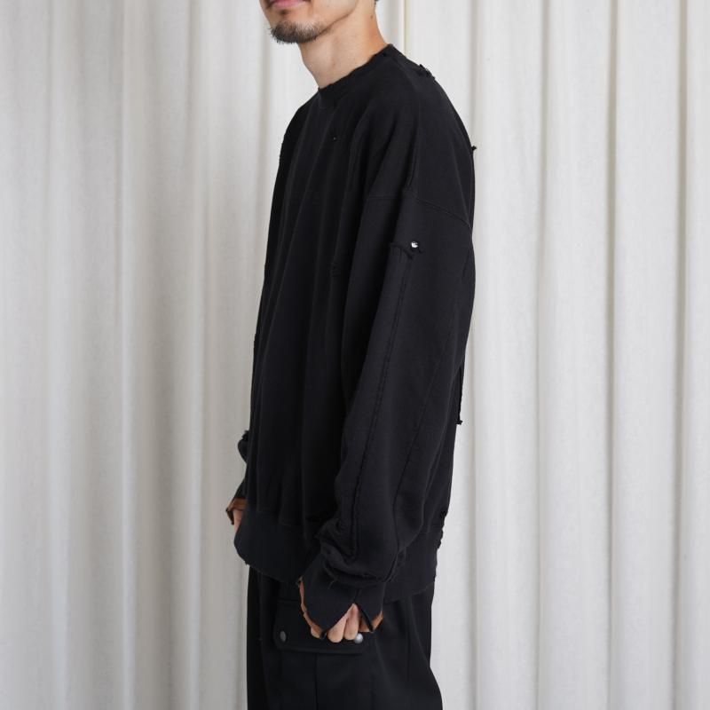 25S/Sۡssstein 奿 OVERSIZED REBUILD SWEAT LS / BLACK
