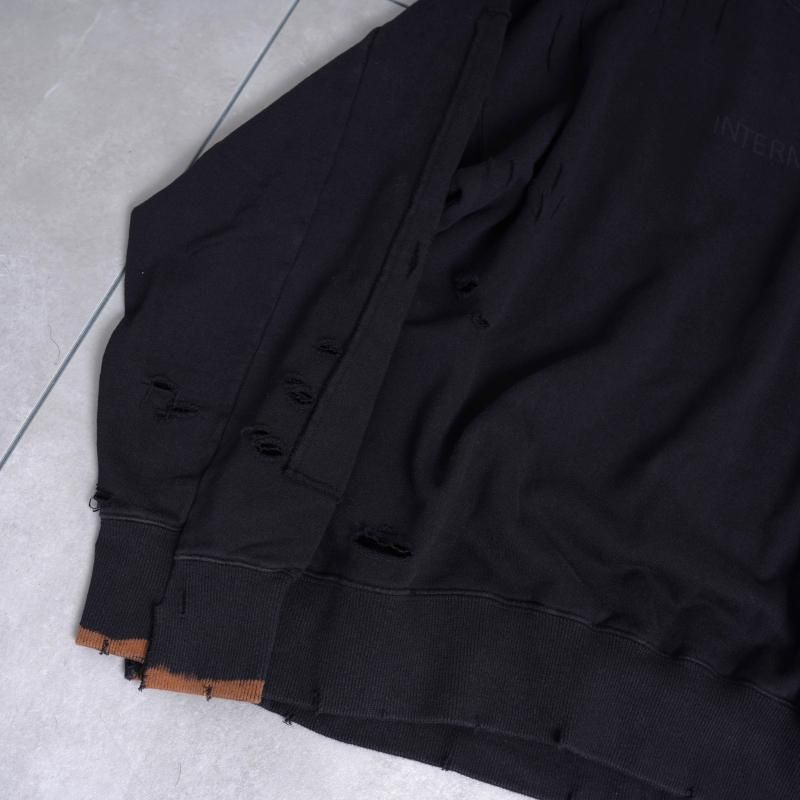 25S/Sۡssstein 奿 OVERSIZED REBUILD SWEAT LS / BLACK