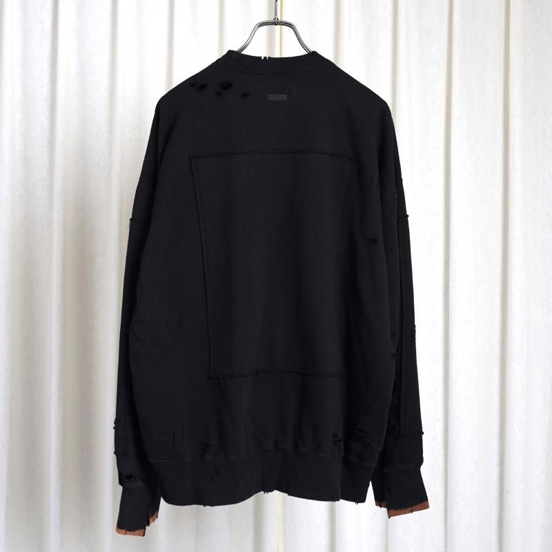 25S/Sۡssstein 奿 OVERSIZED REBUILD SWEAT LS / BLACK