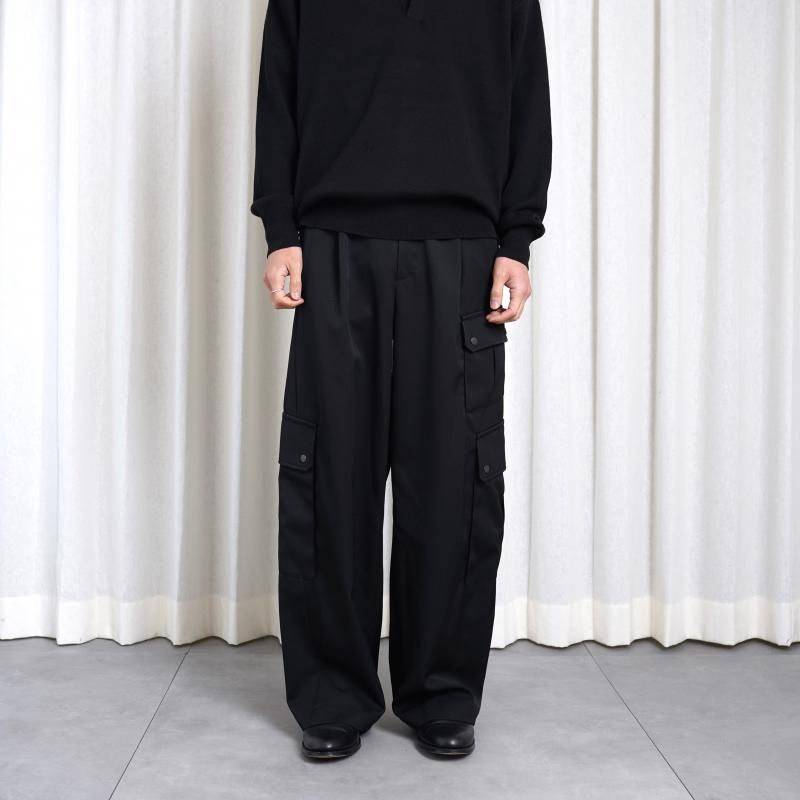 25S/Sۡssstein 奿 CARGO POCKET WIDE EASY TROUSERS / BLACK