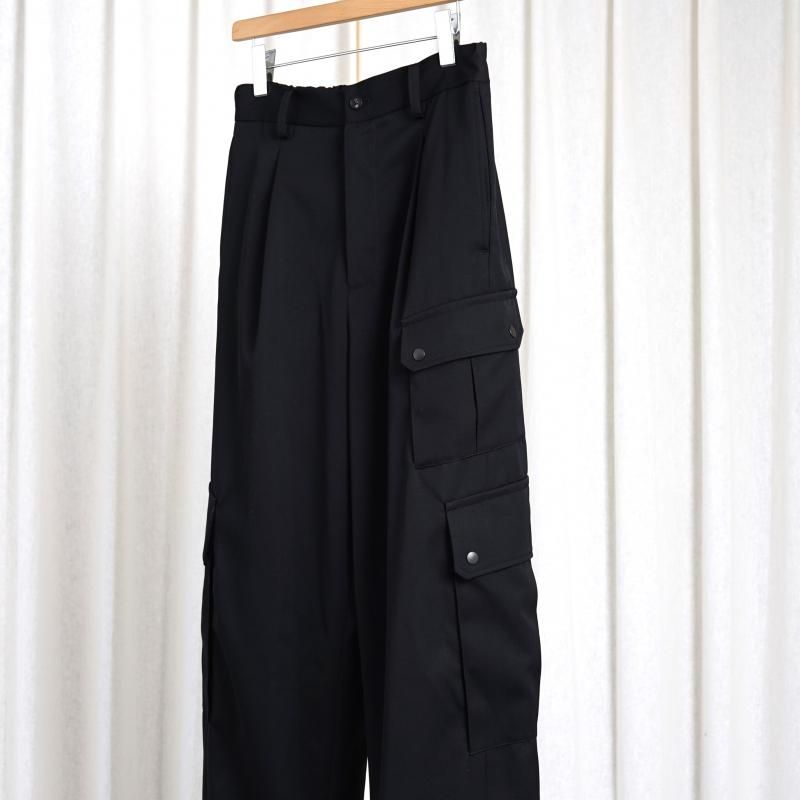 25S/Sۡssstein 奿 CARGO POCKET WIDE EASY TROUSERS / BLACK