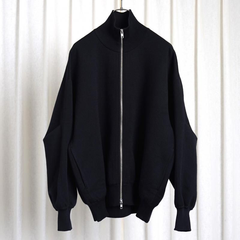 25S/Sۡssstein 奿 OVERSIZED DOUBLE KNIT ZIP JACKET / BLACK