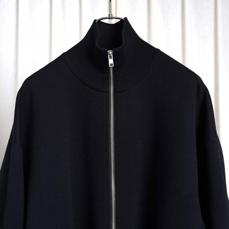 25S/Sۡssstein 奿 OVERSIZED DOUBLE KNIT ZIP JACKET / BLACK