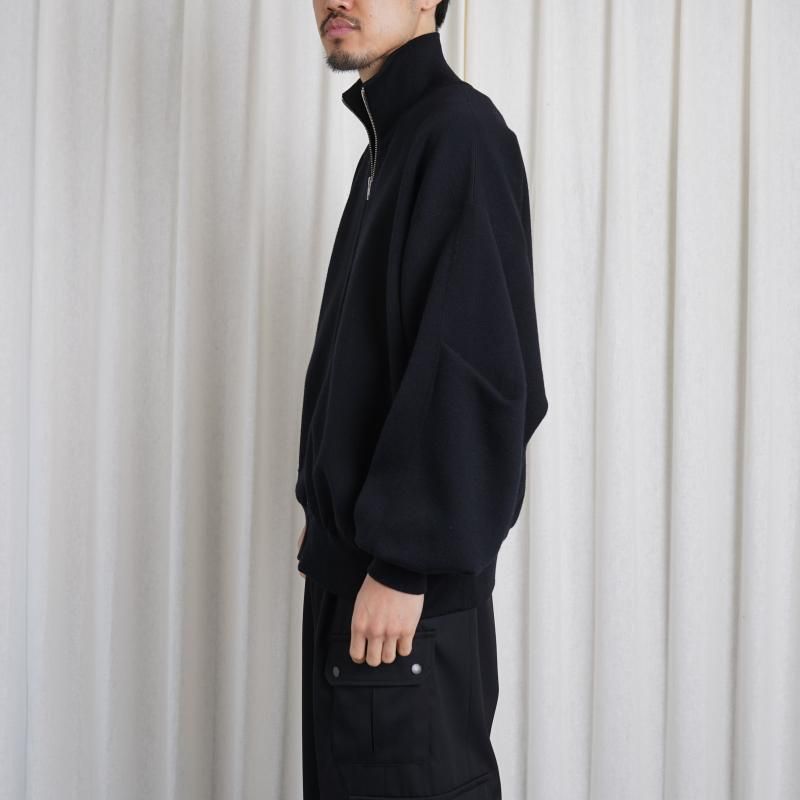 25S/Sۡssstein 奿 OVERSIZED DOUBLE KNIT ZIP JACKET / BLACK