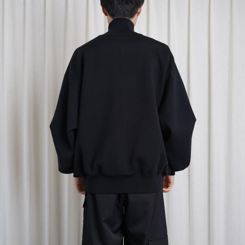 25S/Sۡssstein 奿 OVERSIZED DOUBLE KNIT ZIP JACKET / BLACK
