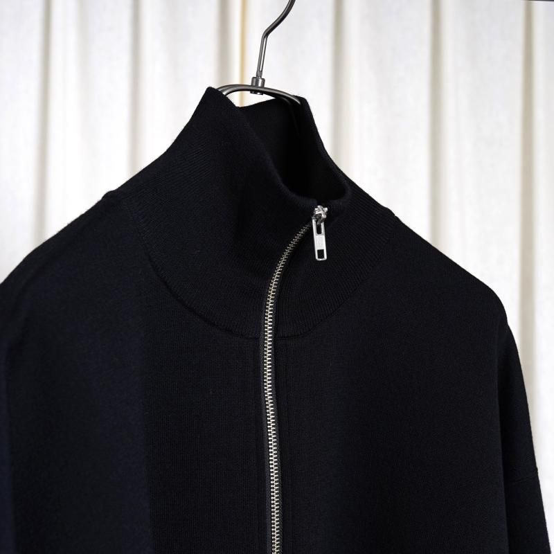 25S/Sۡssstein 奿 OVERSIZED DOUBLE KNIT ZIP JACKET / BLACK