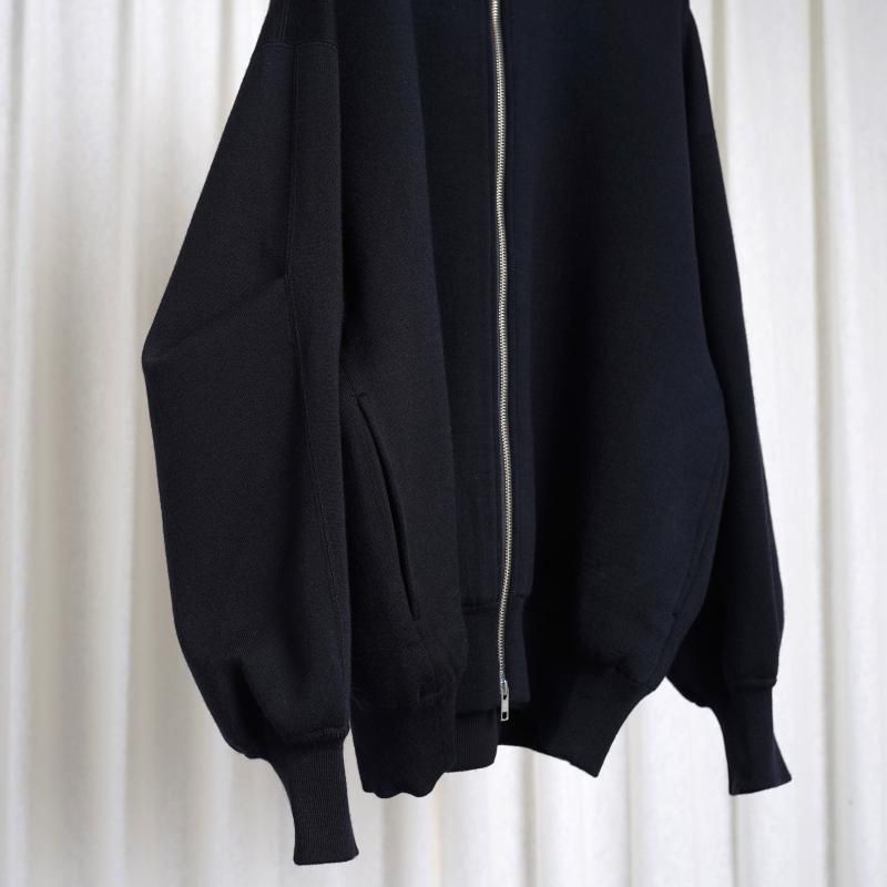 25S/Sۡssstein 奿 OVERSIZED DOUBLE KNIT ZIP JACKET / BLACK