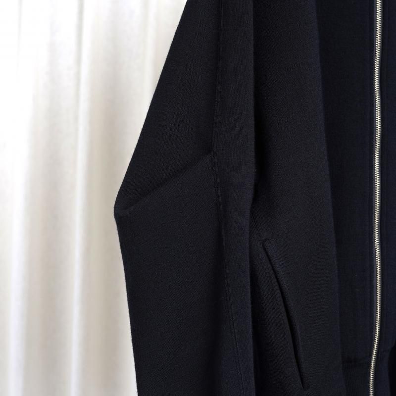25S/Sۡssstein 奿 OVERSIZED DOUBLE KNIT ZIP JACKET / BLACK