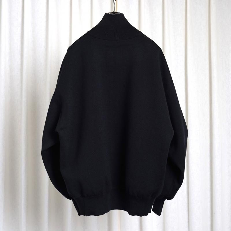 25S/Sۡssstein 奿 OVERSIZED DOUBLE KNIT ZIP JACKET / BLACK