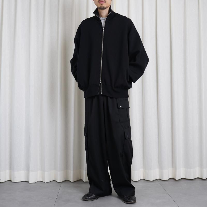 25S/Sۡssstein 奿 OVERSIZED DOUBLE KNIT ZIP JACKET / BLACK