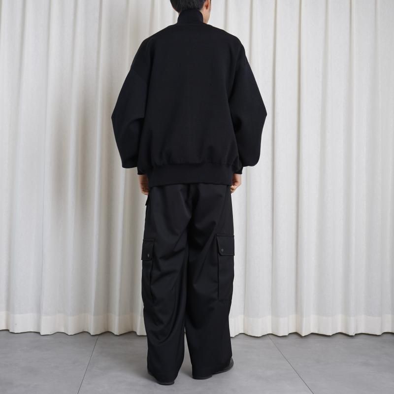 25S/Sۡssstein 奿 OVERSIZED DOUBLE KNIT ZIP JACKET / BLACK
